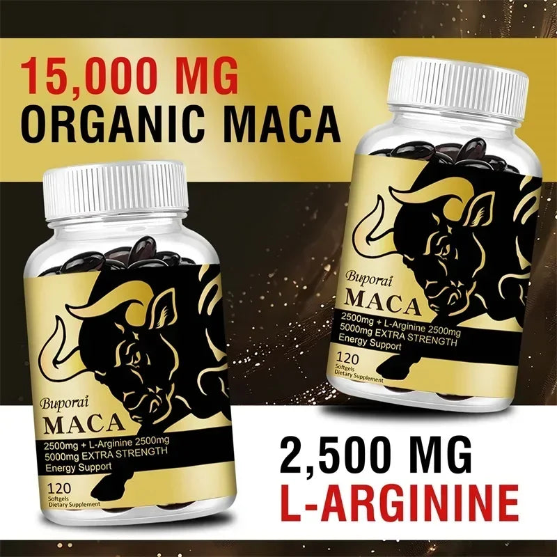 Maca Root Supplement - with Panax Ginseng To Boost Energy, Improve Endurance, Muscle Strength and Athletic Performance