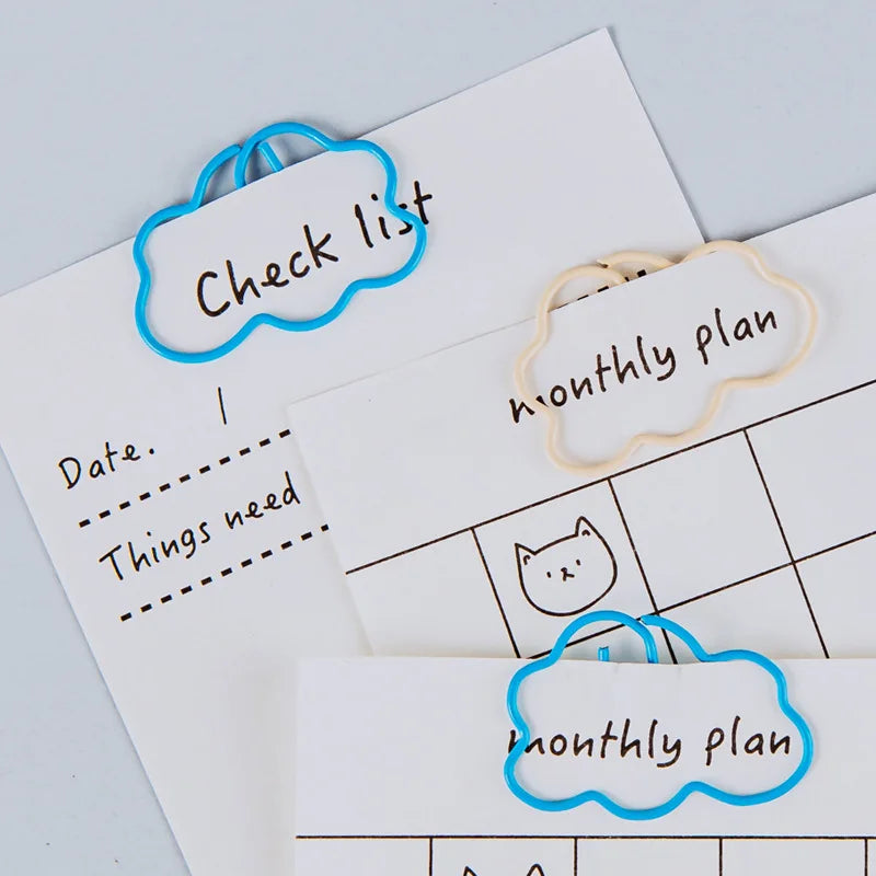 10pcs Cloud Paper Clips Creative Shapes Cute Paper Clips Bookmark Decoration Card Pins