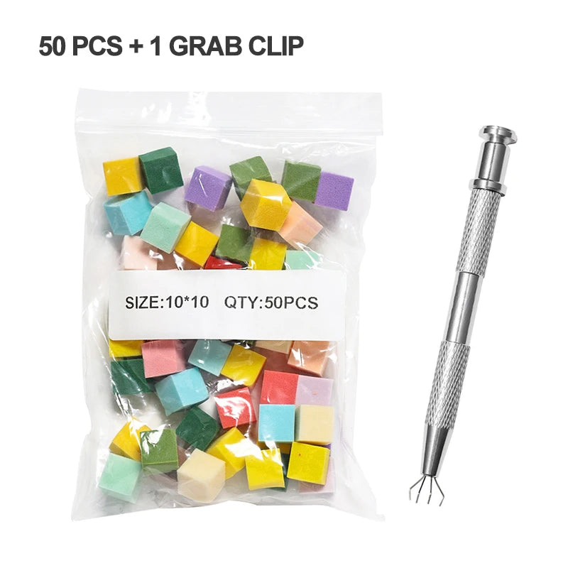 20/50/100PCS Nail Sponge & Grabber Clamp Set for Gradient Nail Art Gel Polish Design DIY Manicure Tools Professional Salon Use