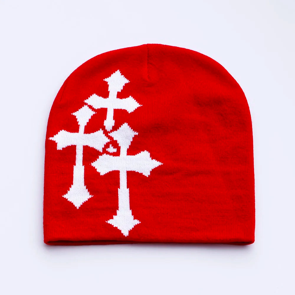 New Cartoon cross Beanies Hat Men Winter Autunm Warm Knitted Bonnet Cap Soft Wool Skullies Beanies Caps Boys Gifts