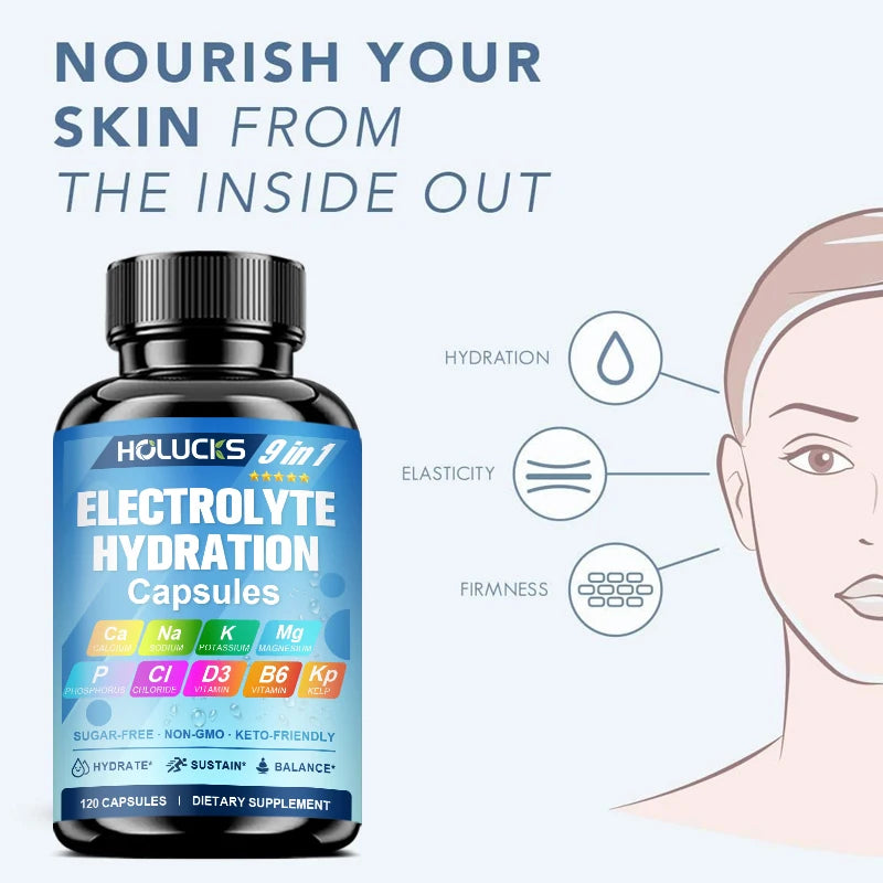 Electrolyte Hydration Capsules, Workout Recovery & Muscle Support, Energy Production, for Fluid Balance