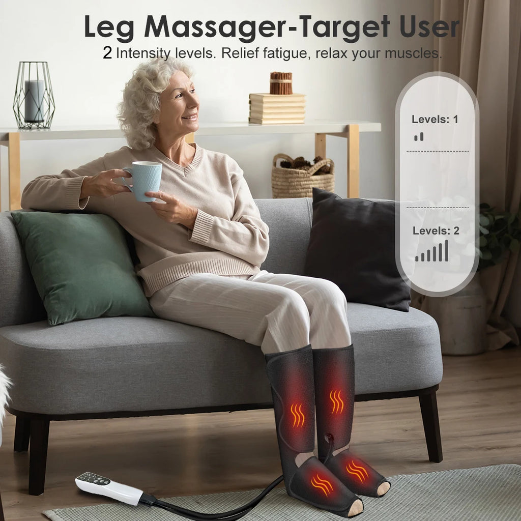 SEJOY Leg Air Compression Massager for Foot Heat,Air Compression Calf Massage & Thigh Massage,Handheld Controller 3 Modes