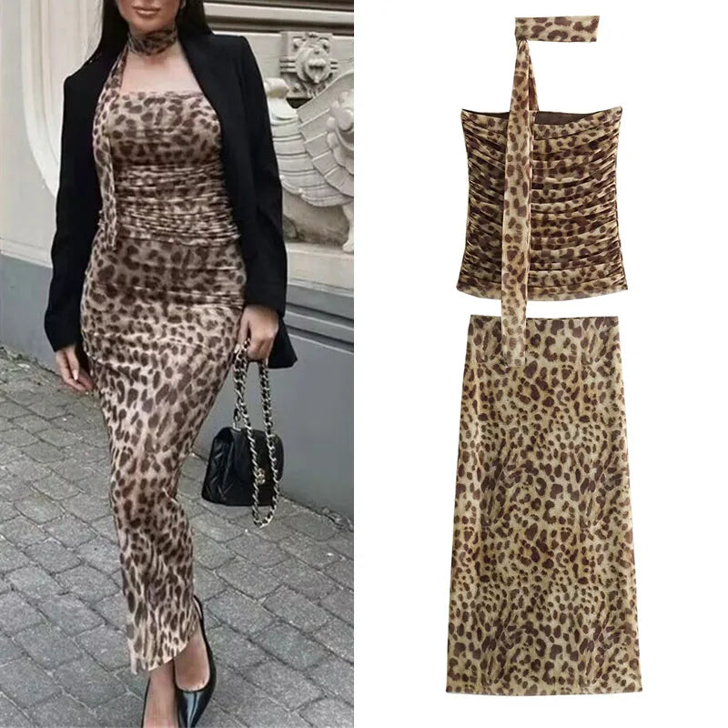 WOMEN Leopard Print Tulle Crop Top Woman Ruched Off Shoulder Bandeau Top Women Sleeveless Backless Tube Top Summer Sexy Tops