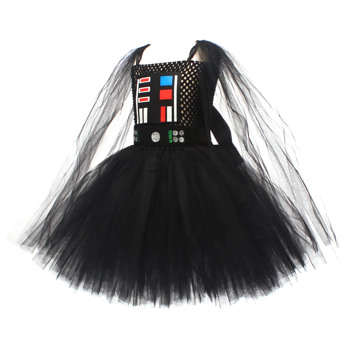 Girls Dark Star Villain Tutu Costume Dress Children Halloween Vader Outfit Kids Fancy Carnival Party Dress up Cosplay Clothes