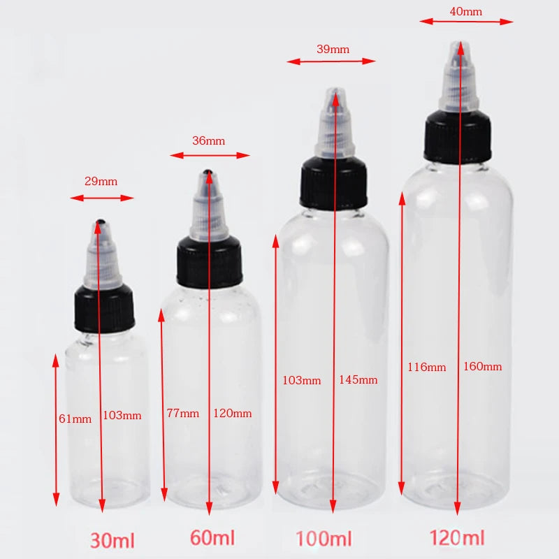 30Pcs 30ml-250ml Plastic Squeeze Bottles Refillable Pointy Bottle Clear With Twist Cap Swivel Mouth Tip for Crafts and More