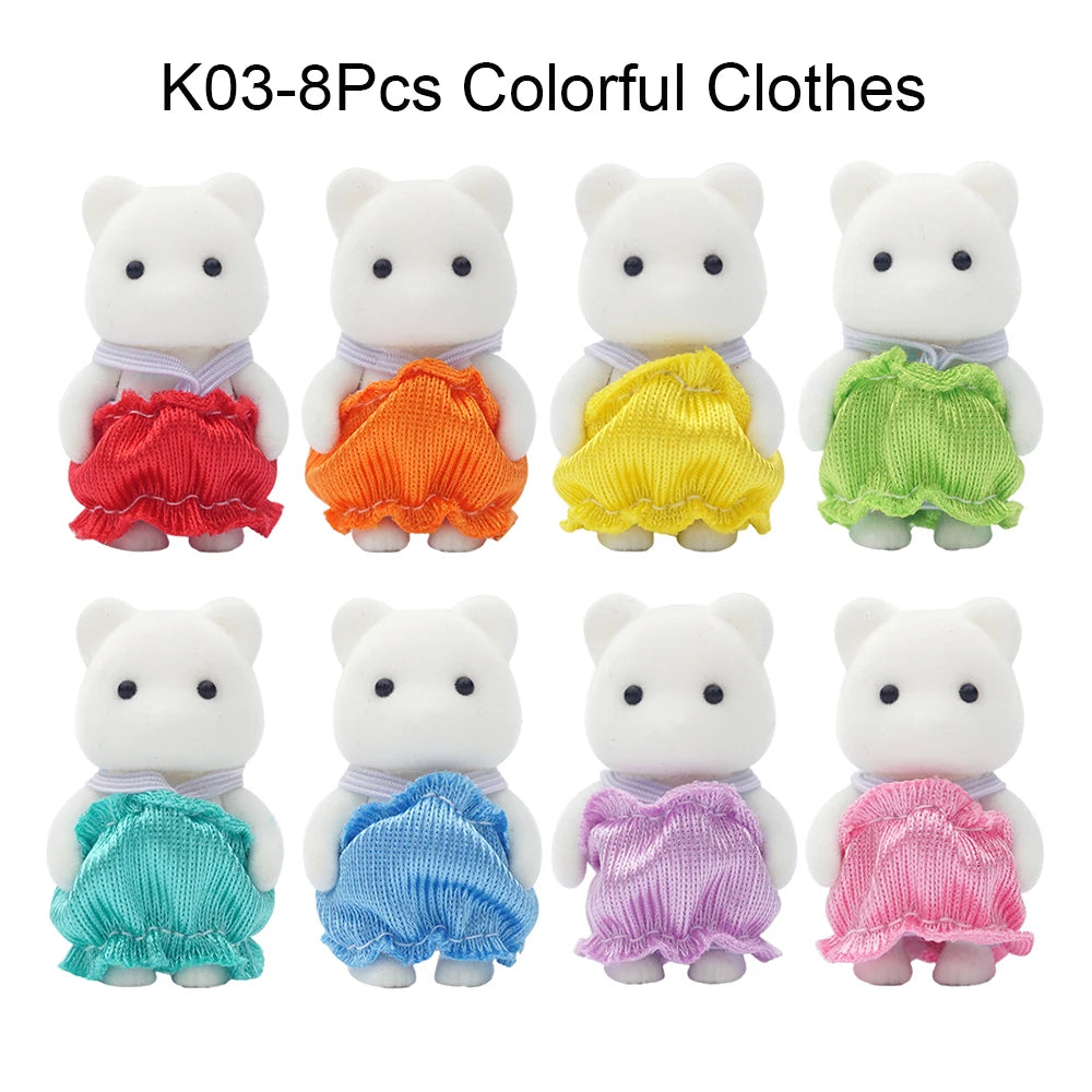 1/12 Forest Animal Baby Colorful Small Blue Cat Brown Rabbit Reideer 8Pcs Miniature Dollhouse Model Pretend Play Girl Gift Toy