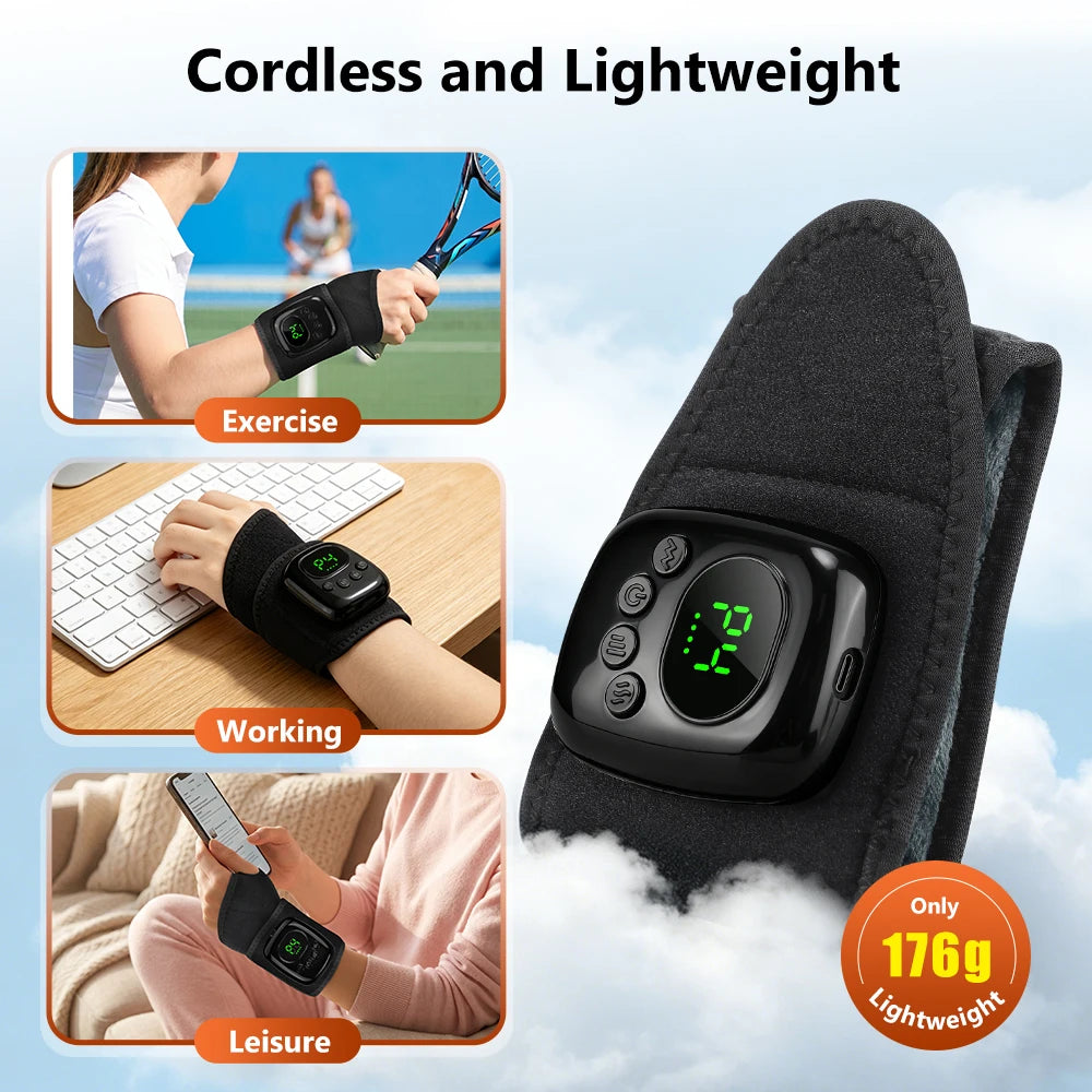 Cordless Wrist Massager, Heated Hand Massager with Air Compression, 4 Modes, 4 Intensities & 3 Heat Settings for Typing & Office