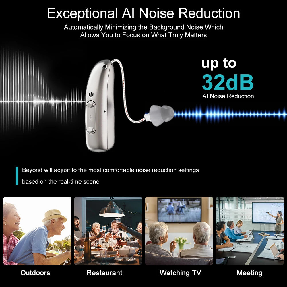 Hearing Aid for Deafness Self-Fitting OTC Hearing Aids Bluetooth Digital Sound Amplifier Portable Elderly Hearing Amplifier