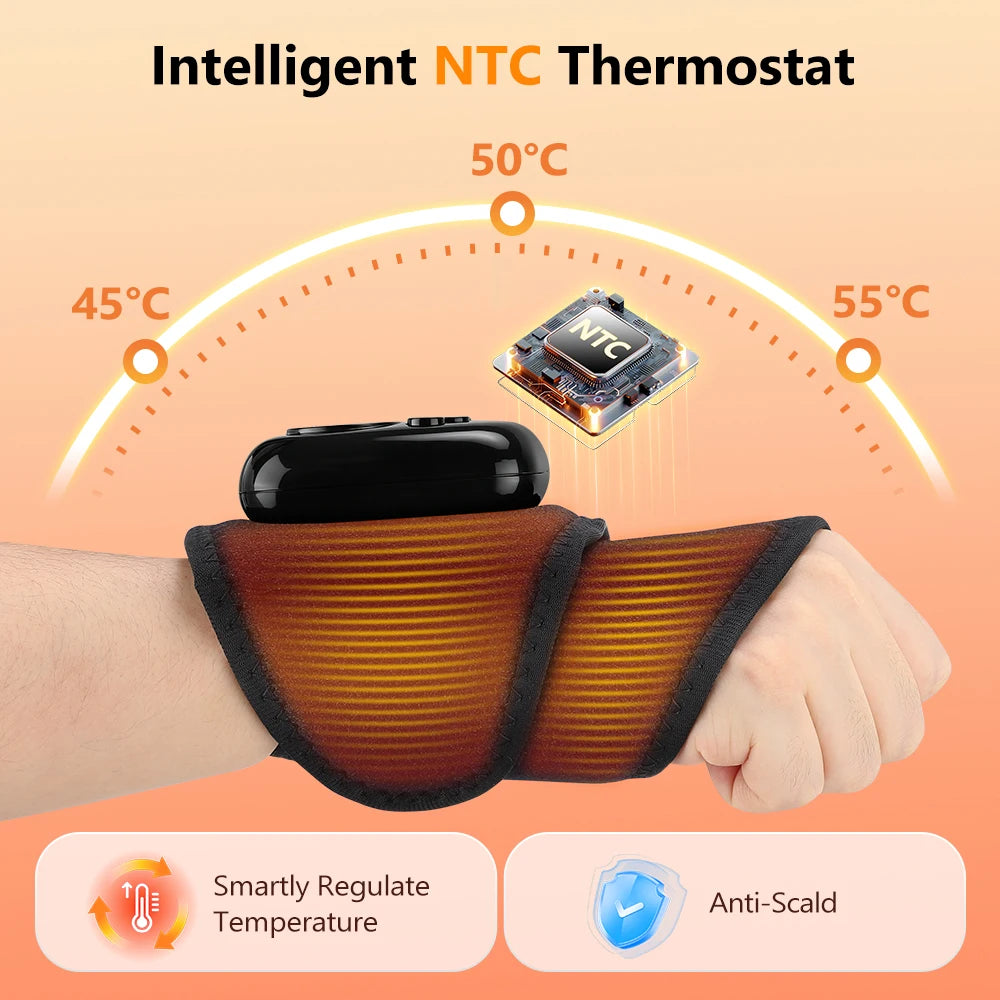 Cordless Wrist Massager, Heated Hand Massager with Air Compression, 4 Modes, 4 Intensities & 3 Heat Settings for Typing & Office