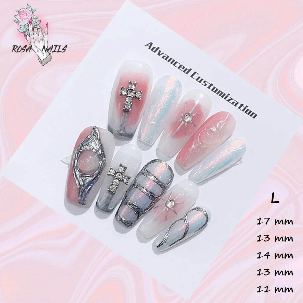 Punk Dragon Charms Press on Nail Artificial Long False Nails XS Black Dragons Goth Presson Tips Butterfly Fake Nail y2k Pressons