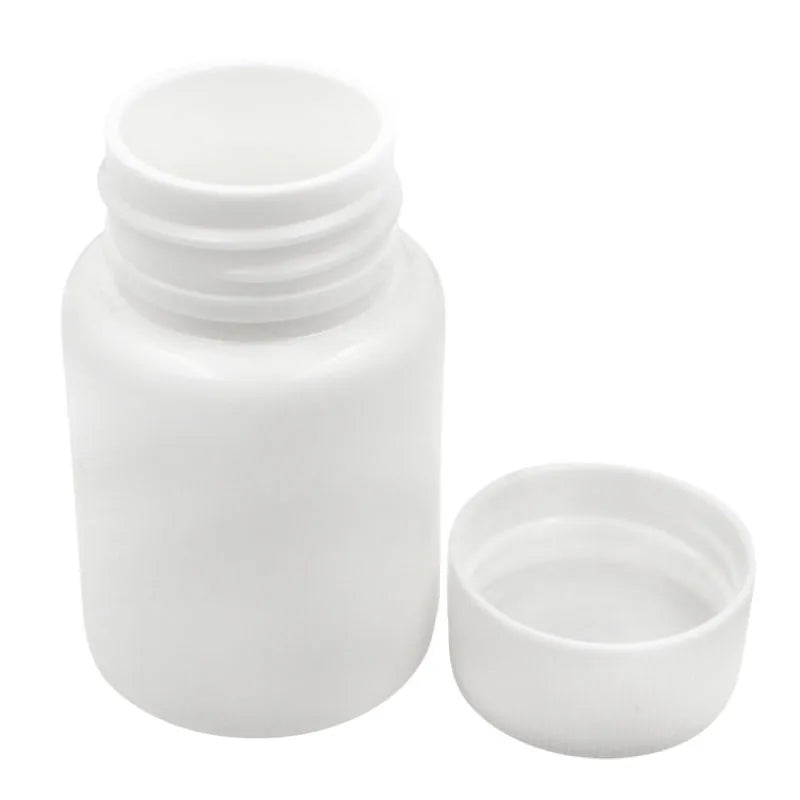 30PCS 15ml-100ml Plastic Reagent Packing Refillable Bottles HDPE White Empty Seal Containers Medicine Pill Solid Powder Vials