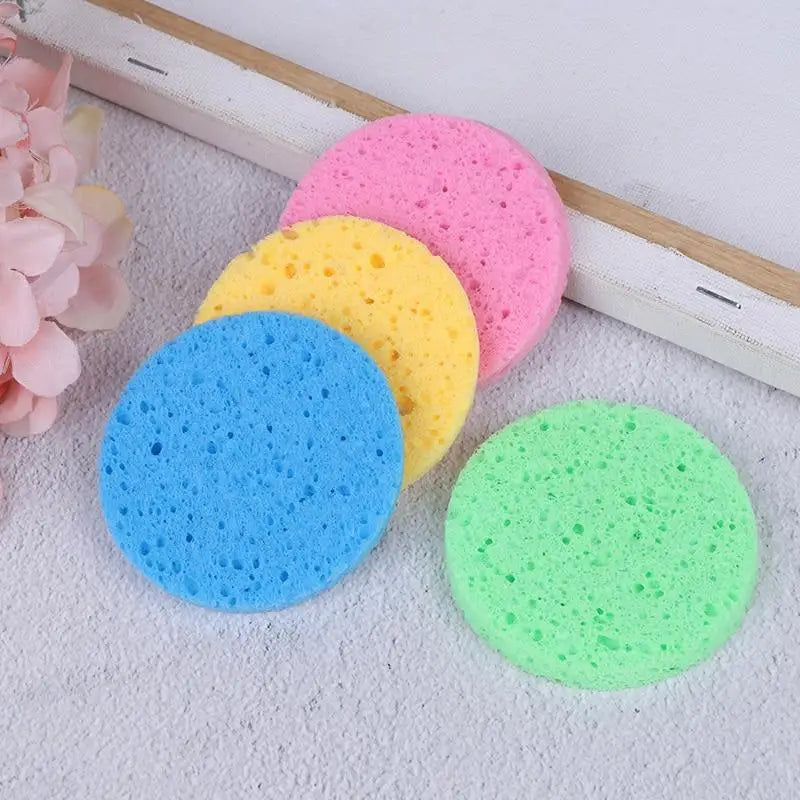 10pcs Natural Wood Sponge Compress Cosmetic Puff Facial Washing Sponge Face Care Cleansing Makeup Remover Tools