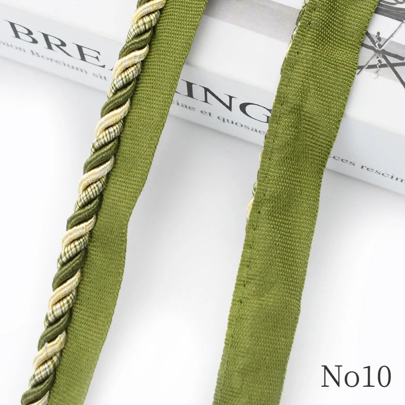 2/6/12M Meetee 6mm Two-color Lace Rope Trim Decorative Strap Webbing Cord for Sofa Curtain Sewing Handmade Material Accessories