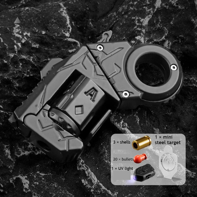Alloy Mini Toy Gun with One-Button Shell Ejection Spinner Multiple Fun Modes Stress Relief Fidget Toy Cool Gift for Boys Teens