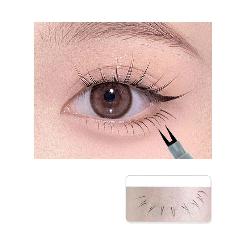 Ultra-thin 2 Fork Tip Liquid Eyeliner Lower Eyelash Pen Makeup Quick Dry Smooth Eye Liner 2 Point Eyebrow Tattoo Pencil Cosmetic
