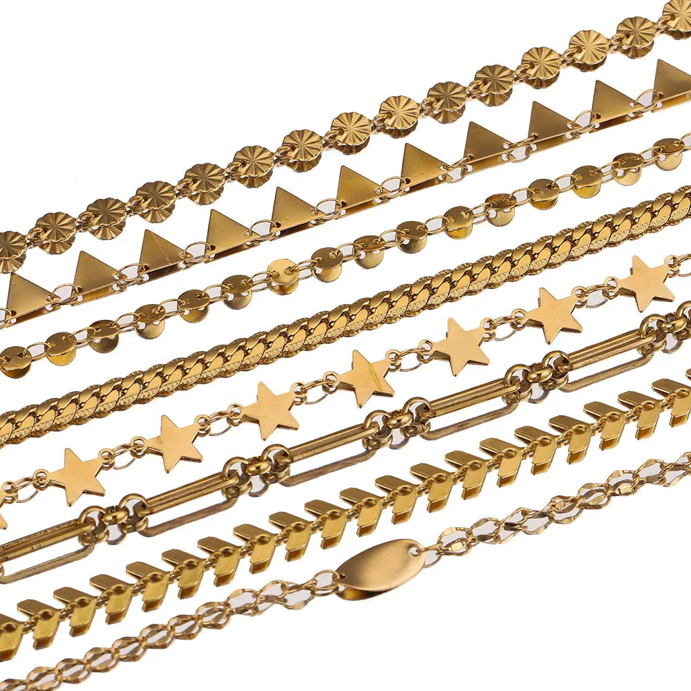 1 Meter Stainles Steel Gold Handmade Star Shells Chains for Women Necklace Bracelet Anklet Making Supplies Bulk Items Wholesale