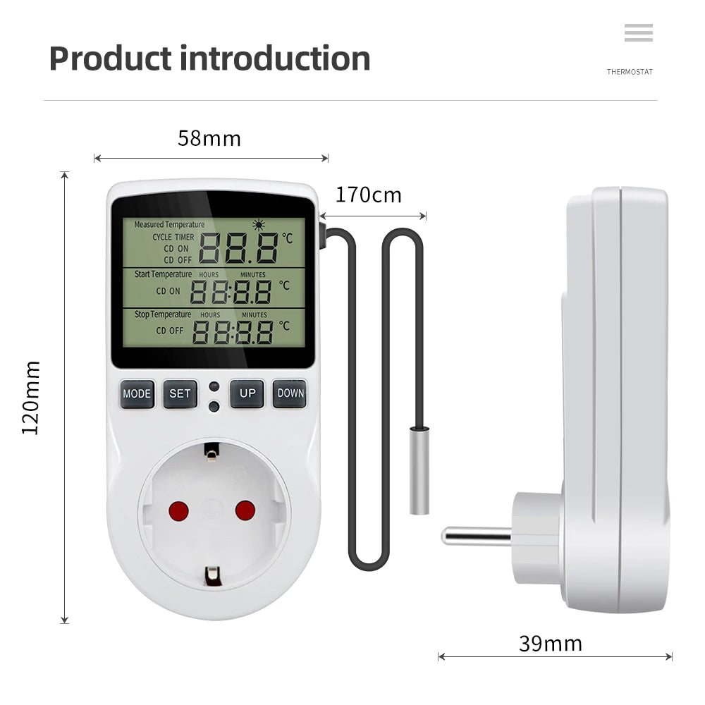 Timer Constant Temperature Control Socket 220V Temperature Controller Socket With temperature Probe Sensor Heating Cooling
