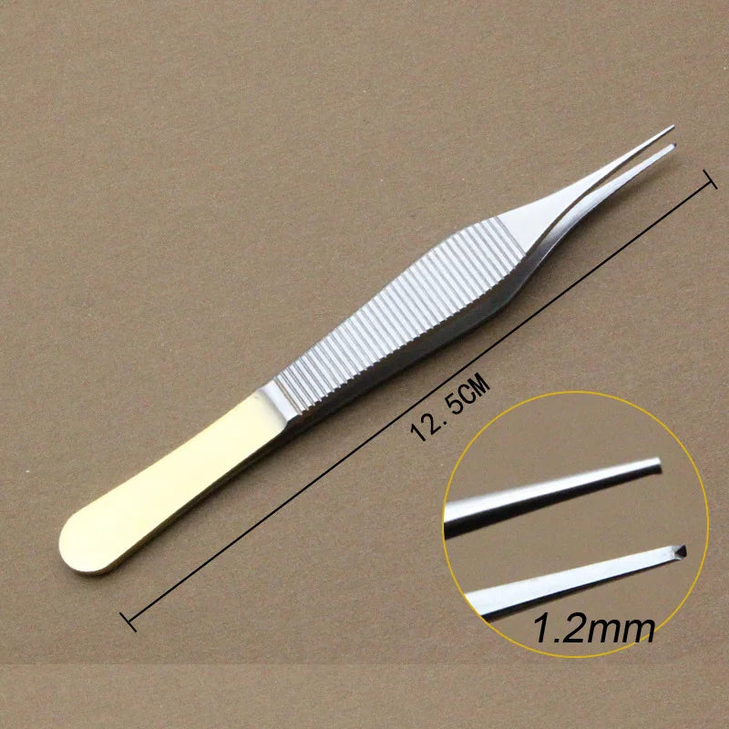 1pcs Ophthalmic Tweezers Tissue Forceps Stainless steel Teethed Platforms Forceps Surgical Instruments 120mm