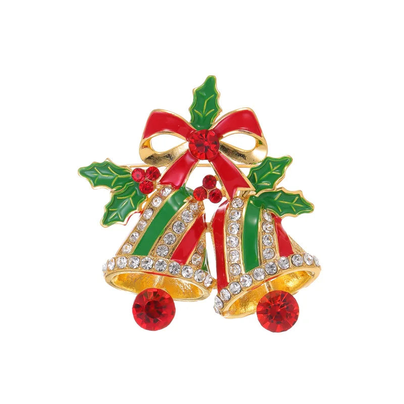 New Christmas Brooch Shiny Crystal Christmas New Year Accessory Pin Snowman, Elk, Christmas Tree Series Decoration Jewelry Gift