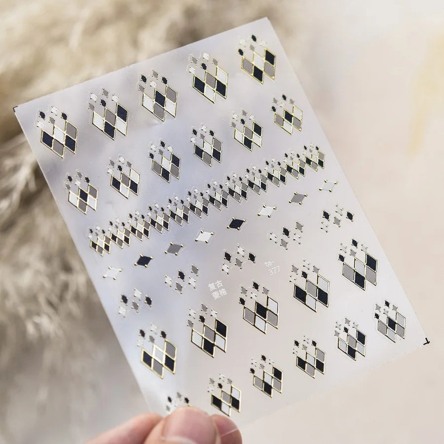 1pcs 5D Shell Light Nail Stickers Fashion Gold Border Love Heart Bowknot Moon Star Art Decal High Quality Manicure Decorations