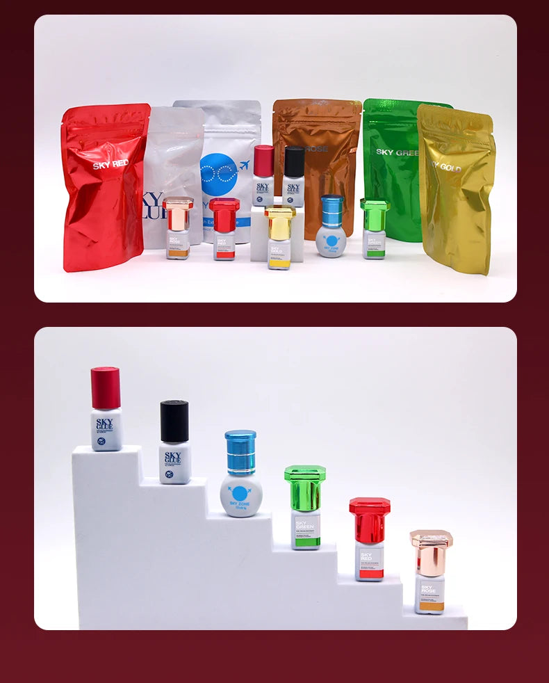 10 Bottles SKY S+ Glue Eyelash Extension 5ml Korea Original Black Red Cap False Lash Sky Adhesive Supplies Makeup Tools Colas