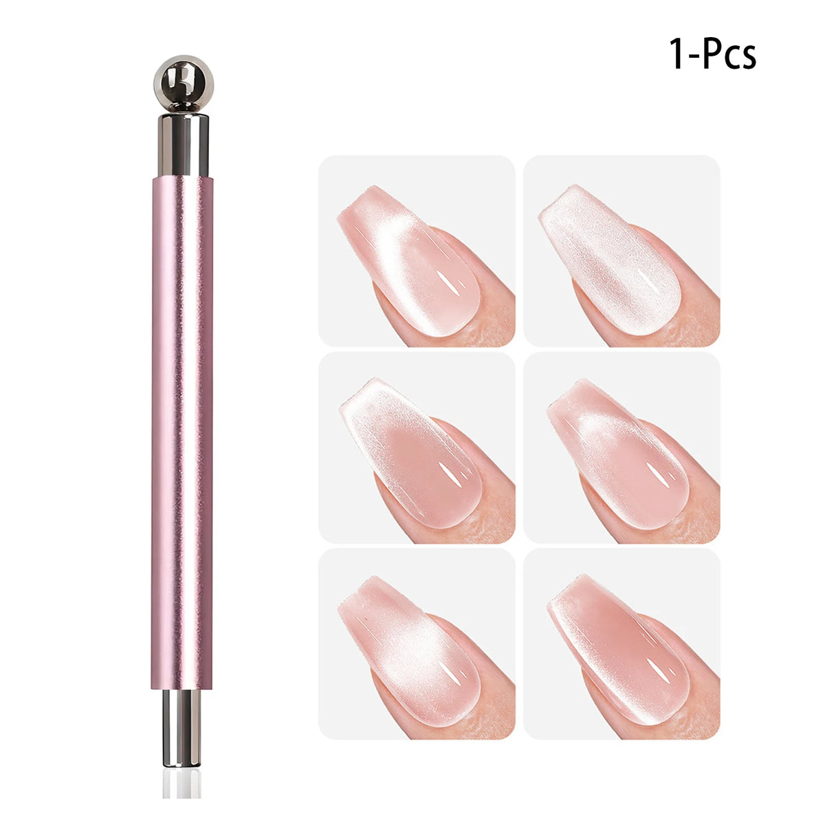 Pro Cat Eye Nail Magnet Kit — Dual-Tip Wand, Round Beads & Y/Rabbit Stencil. DIY Multi-Style Cat Eye Nails Made Easy.