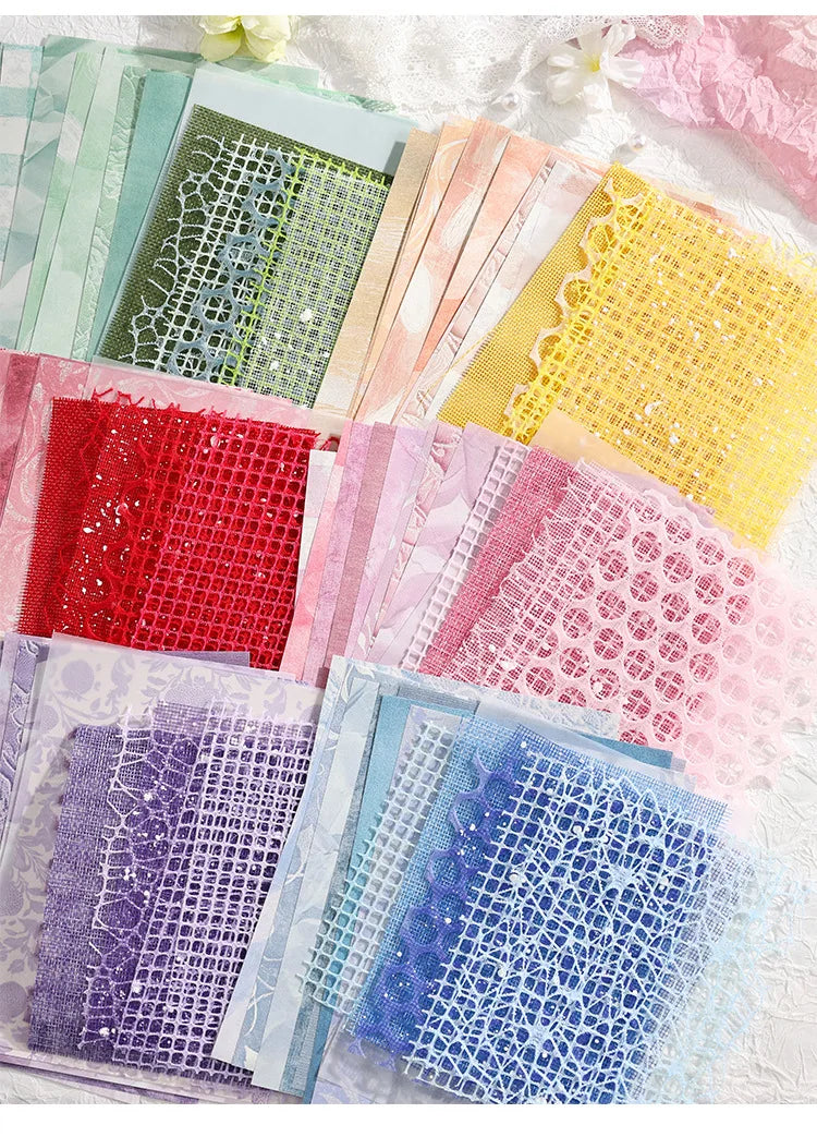 15 pcs Mesh Collage Material Pack, Mixed Texture Non-Stick Journal Papers, DIY Scrapbooking Supplies