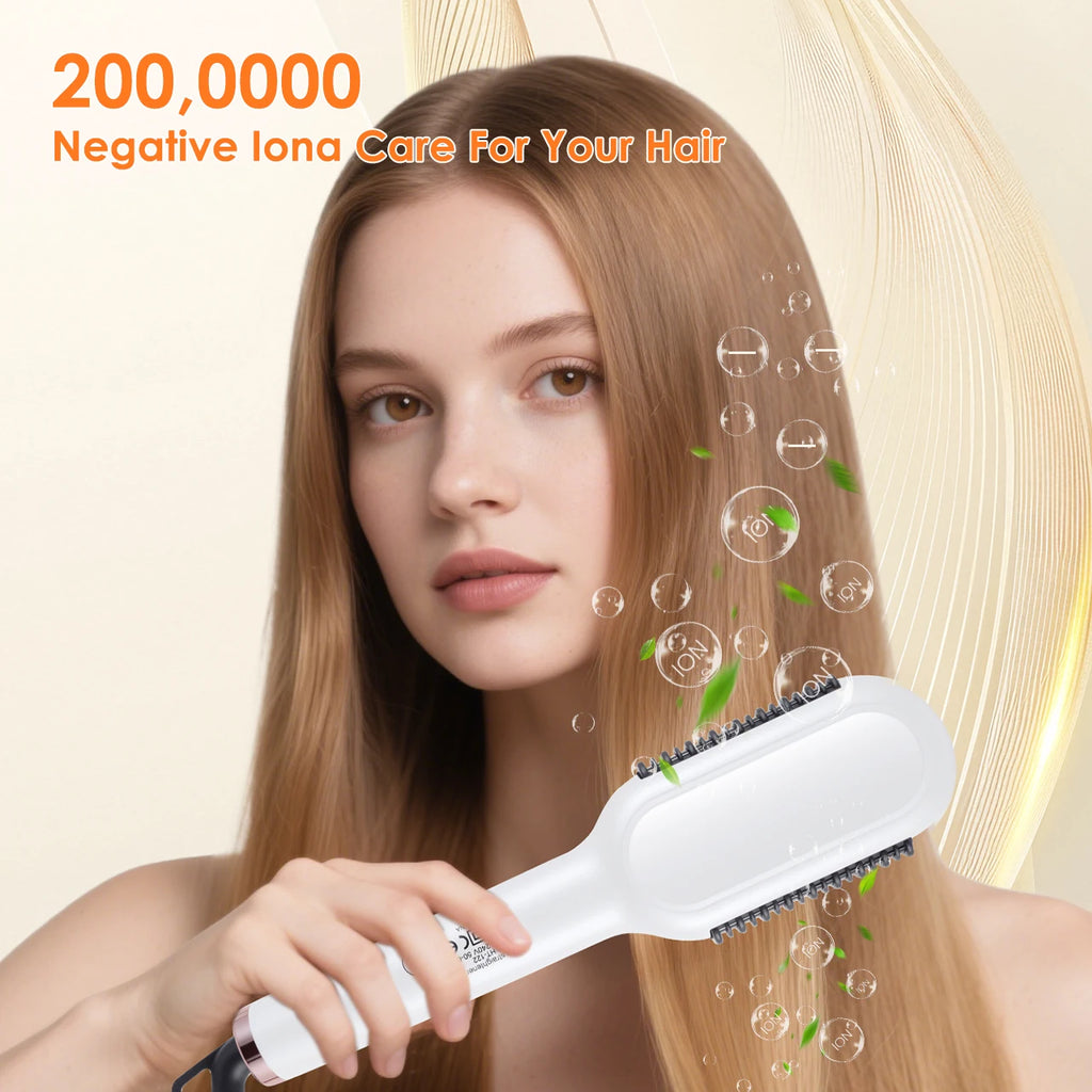 Hatteker Multi-Setting Hair Styling Comb Adjustable Temperature Volumizing Straightening/Curling Brush Hair Straightener Comb