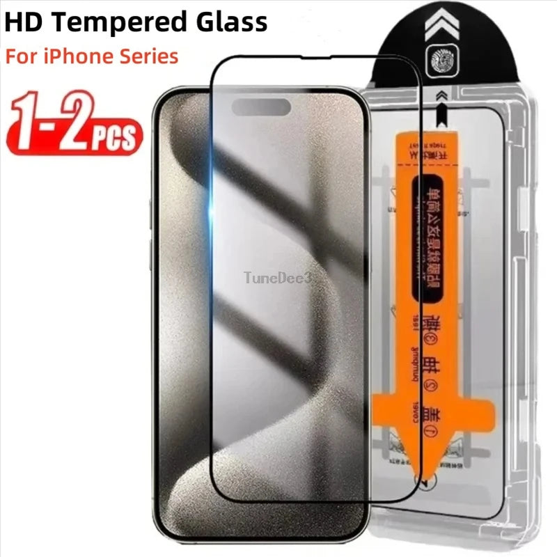 Screen Protector Tempered Glass For iPhone 17 16 15 14 13 12 11 Pro Max Mini 16e Air 8 7 Plus XR XS X SE 2022 Dust Free Glass