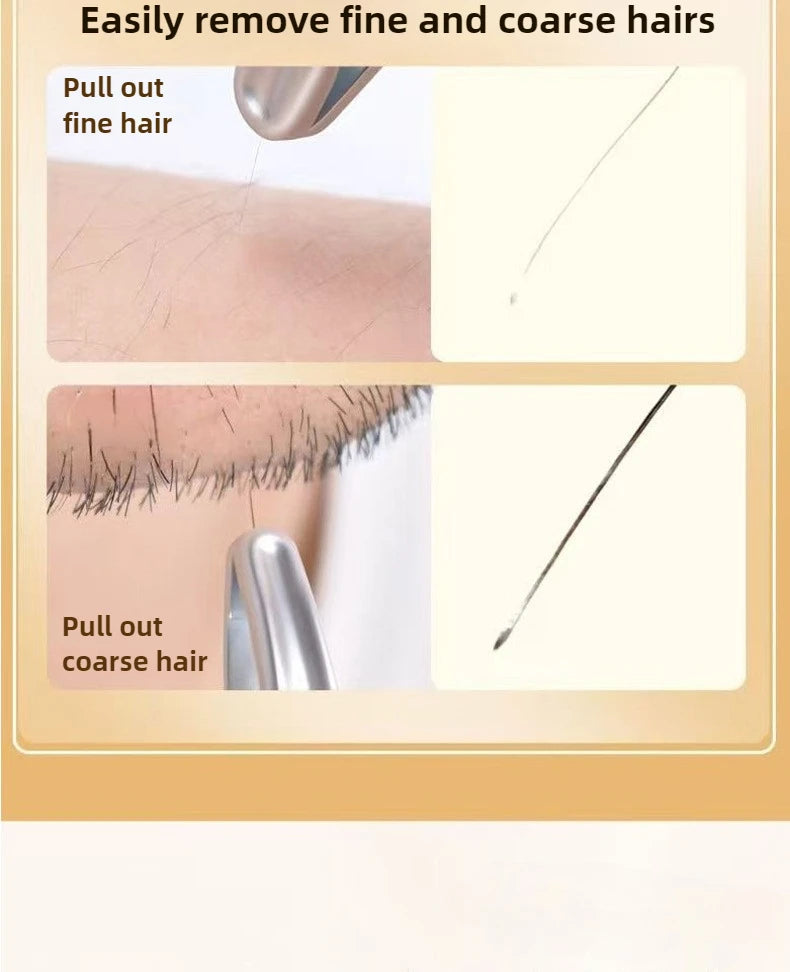 Stainless Steel Precision Tweezers for Eyebrows, Eyelashes, Beard & Mustache - High-Accuracy Round Head, Seamless Clamping Profe