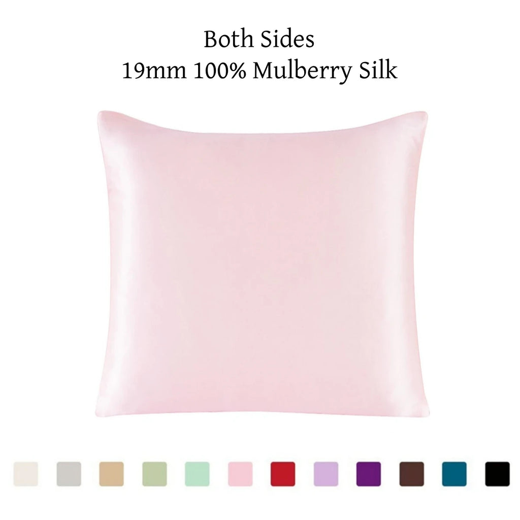 100% 19mm Mulberry Silk Zipper Pillowcase Cushion Pillow Case Cover Solid Multicolor