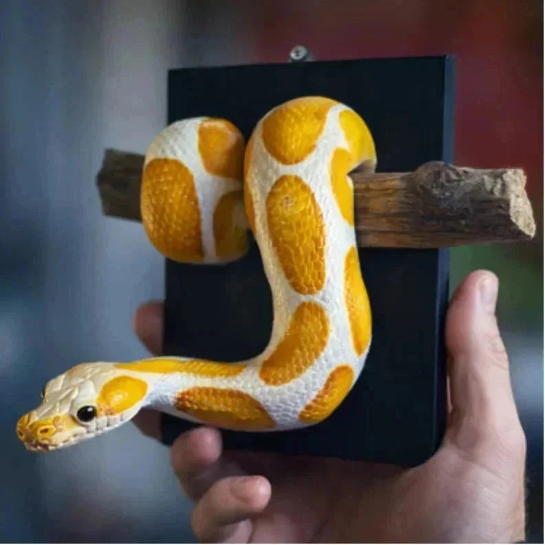 Golden Ball Python Wall Art 3D Metallic Snake Sculpture Home Decor For Snake Lovers Halloween Christmas Gift Gothic Accent