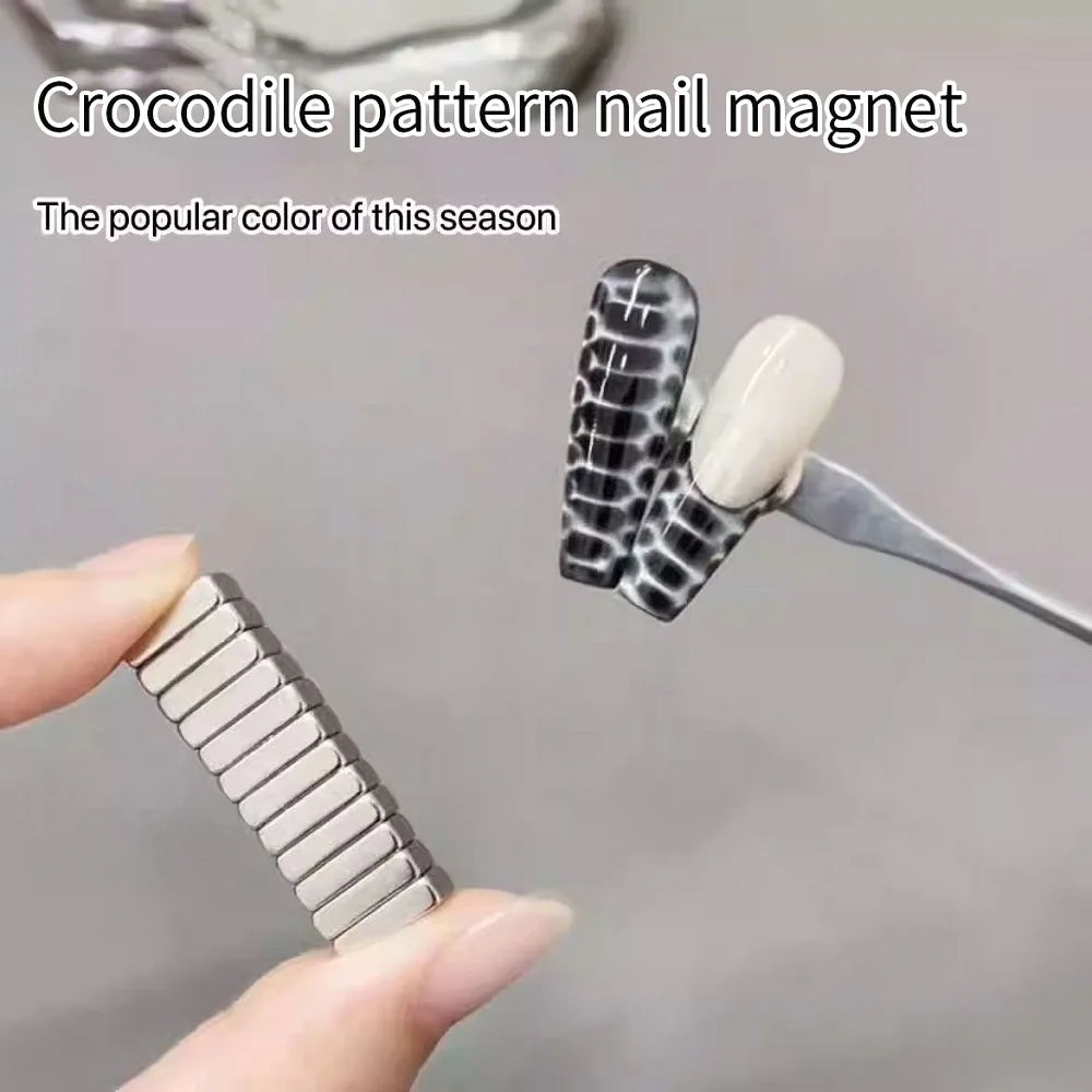 Crocodile Pattern Nail Magnet Nail Cat Eye Strong Effect Magnet Wave Geometric Nail UV Attraction Magnets Set Manicure DIY Tool