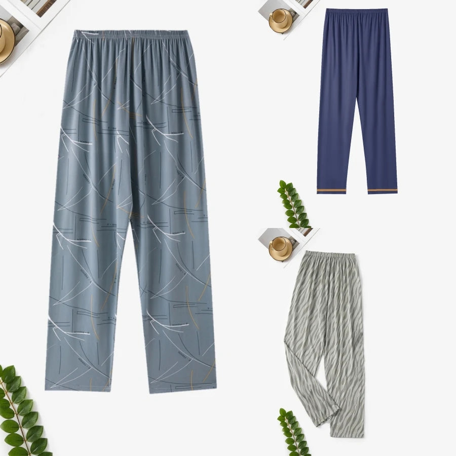 Men's Pajama Pants Thin Home Trousers Loose Large Size Spring and Autumn Summer Thin Casual Home Trousers