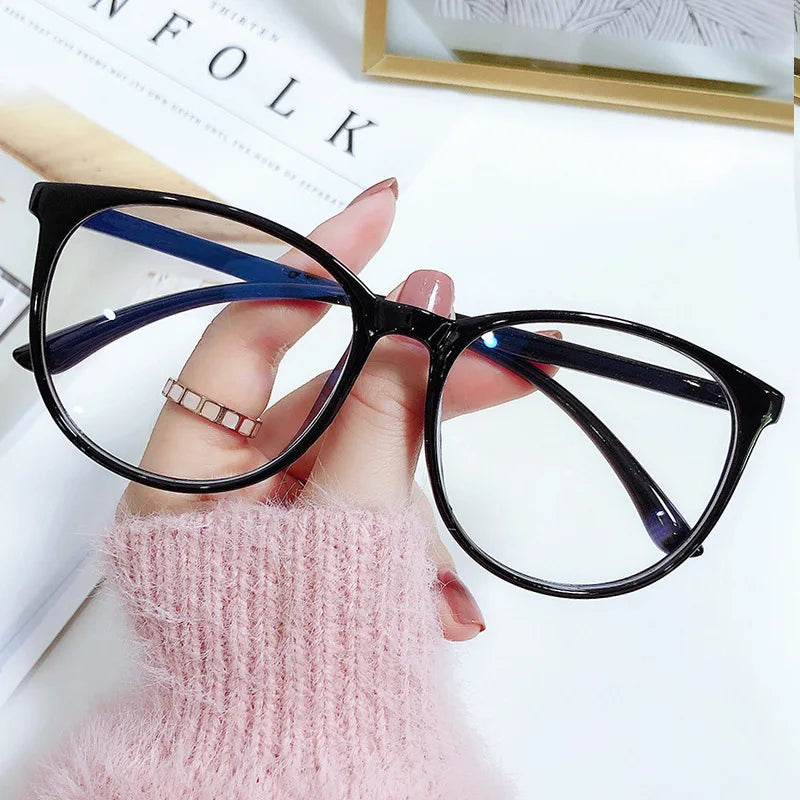 Transparent Computer Plano Glasses Round Frame for Women Men Anti Blue Light Clear Eyewear Blocking Optical Spectacle Eyeglasses