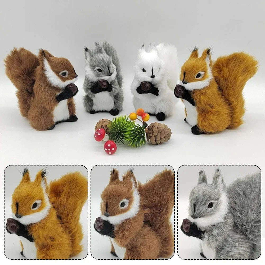 1Pc Mini Artificial Squirrel Figurines Miniatures Plush Simulation Squirrel Ornaments Fake Animal Christmas Table Decorations