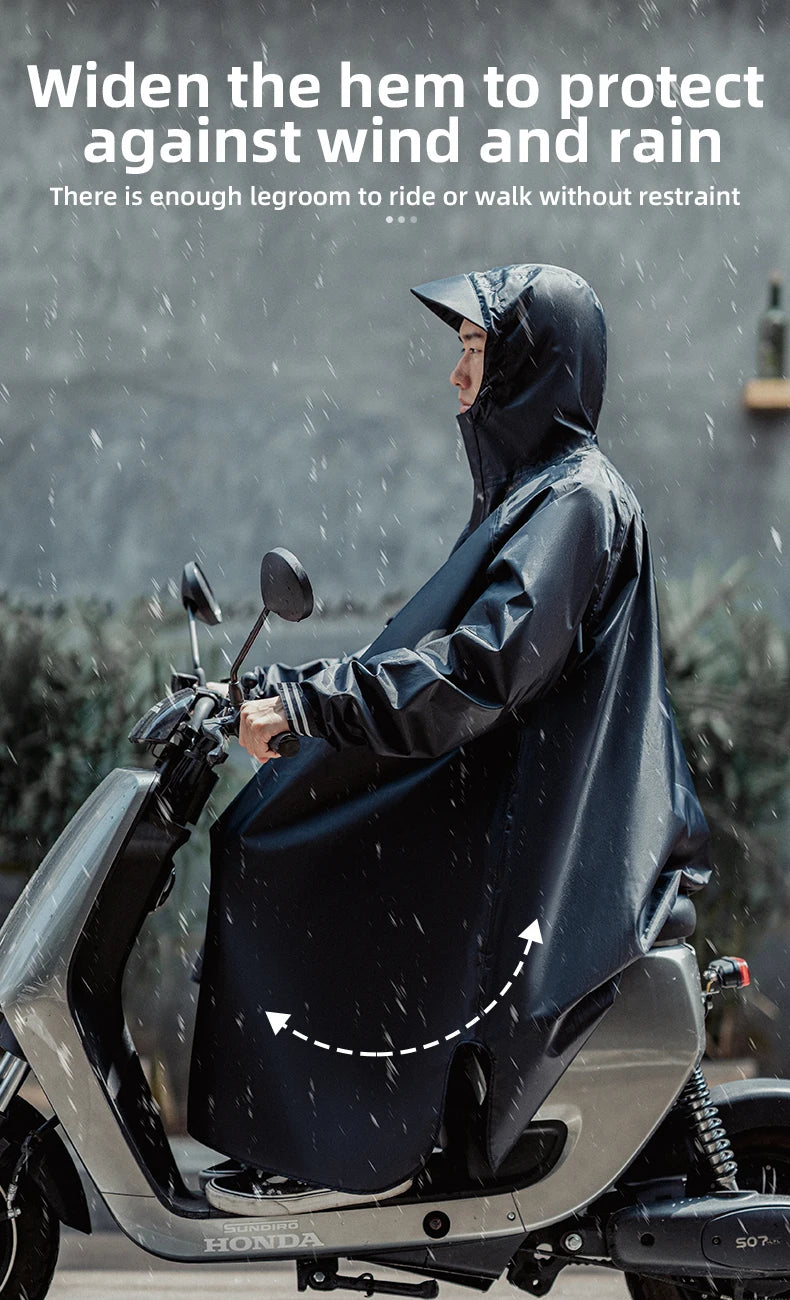ROCKBROS Bicycle Raincoat Cycling Jacket Poncho Rainproof Hooded Coat Commute Rain Cape Electromobile Waterproof Windproof Cloak