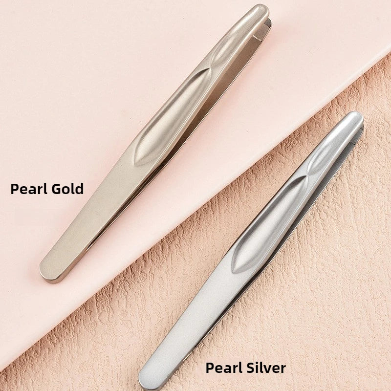 Stainless Steel Precision Tweezers for Eyebrows, Eyelashes, Beard & Mustache - High-Accuracy Round Head, Seamless Clamping Profe