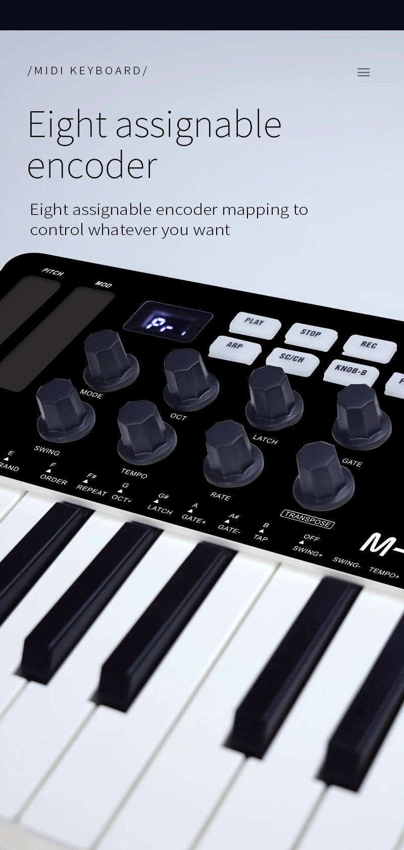 M-VAVE Portable MIDI 25-Key USB MIDI Keyboard Controller with 8 Backlit Drum Pads 8 Knobs 8 RGB Music Keyboard Instruments