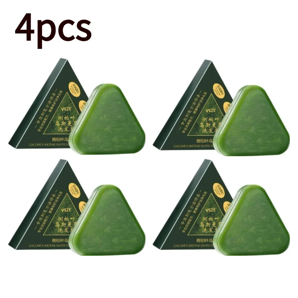 1/2/3/4/5/10pcs Natural Cacumen Platycladi Usma Grass Shampoo Bar Traditional Cold-Processing Silicone-Free Hair Care Soap