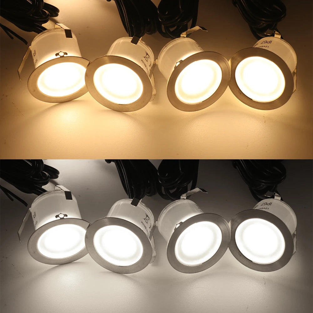 10/16PCS LED Deck Light Outdoor Wateroof DC12V Recessed Underground Bulb Lamp EU/AU/UK/US Plug For Courtyard Garden Step Stairs