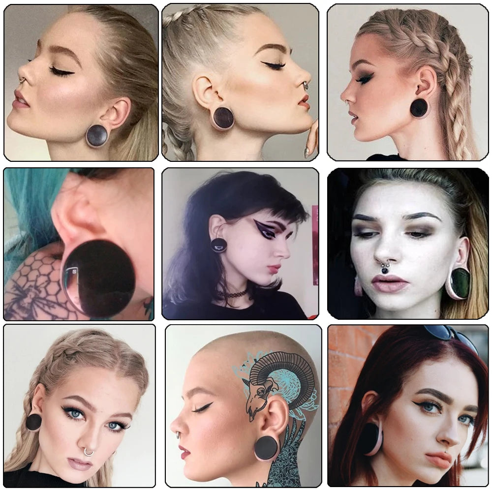 Pair 3-50mm Acrylic Solid Ear plug White&Black Earing Large Big Tunnel Size Stretcher Saddle Flesh Tunnel Expander Body jewelry