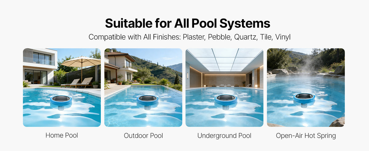 SucceBuy Solar Pool Ionizer Round Copper Floating Automatic Purifier Chlorine Free Water with Brush and Filter for Pools & Spas